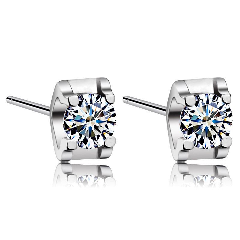 Square Four-Prong Zirconia Crystal Stud Earrings - Fashionable Jewelry for Women