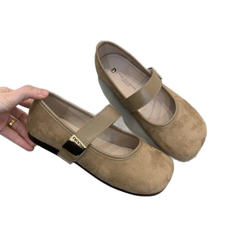 Retro Matte Anti-velvet Leather Flat-soled Single Shoes Women's New Mango Head Not Picky Mary Jane Shoes Super Soft Small Leather Shoes
