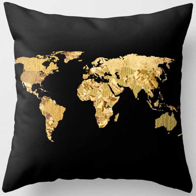 Black and Yellow Square Pillowcase, Home Decoration, Car Sofa Cushion Cover 45cm*45cm