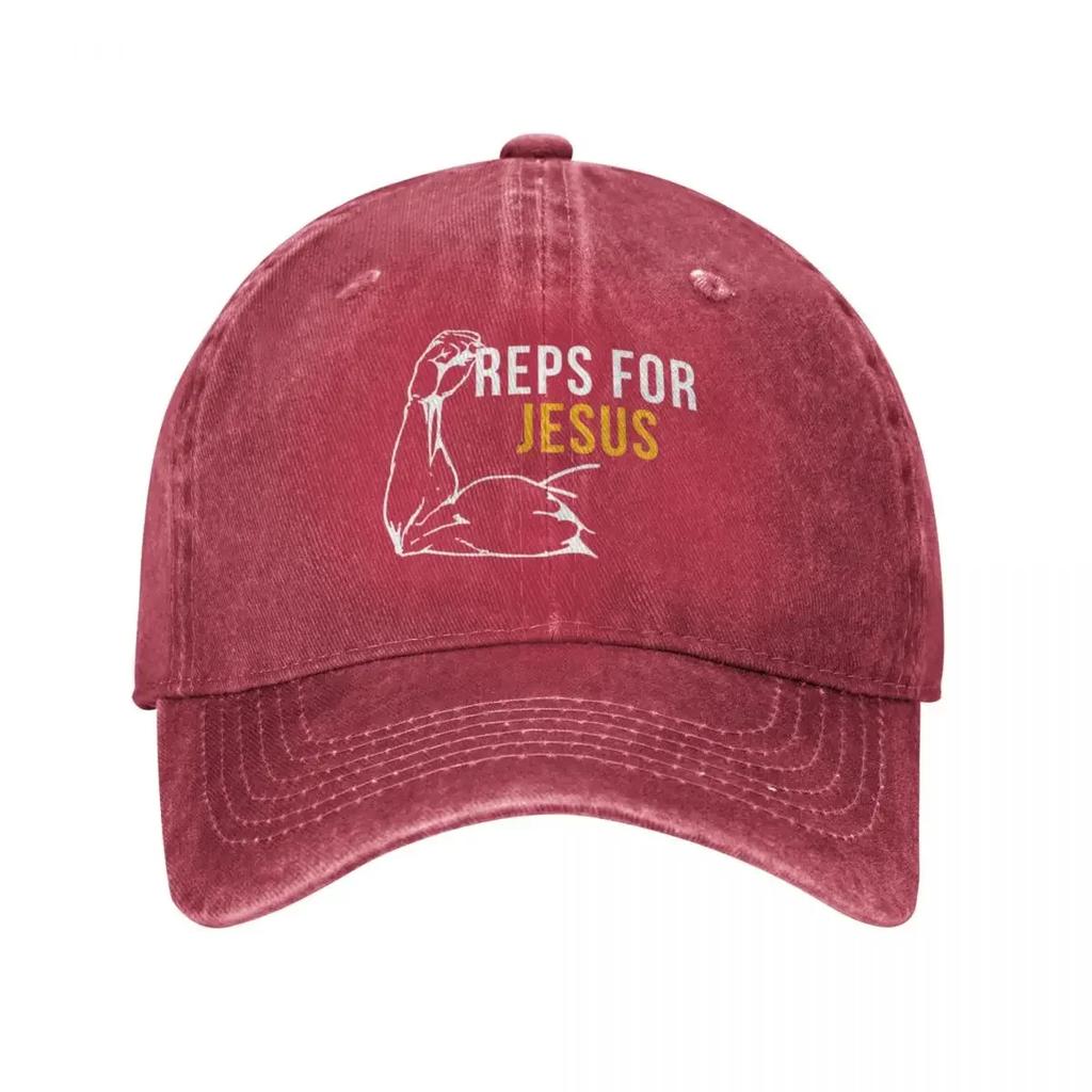 Reps For Jesus Baseball Caps Vintage Distressed Cotton Bodybuilding Muscle Snapback Hat Men Women Outdoor All Seasons Travel Cap