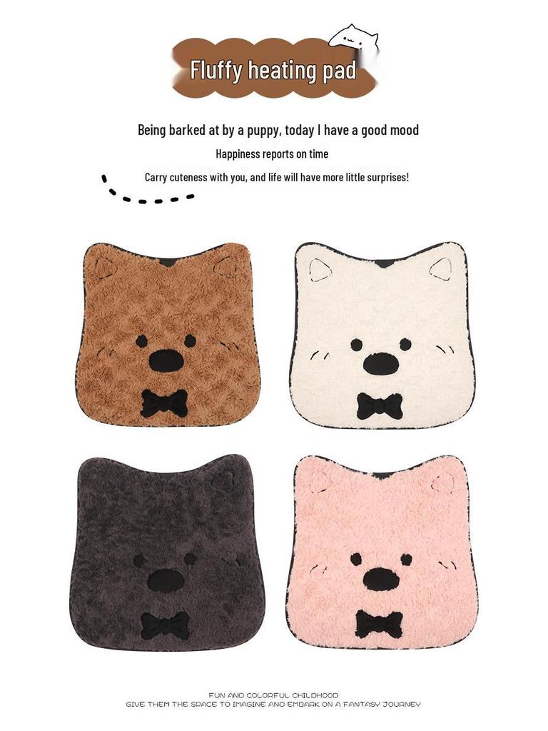 Cartoon Winter Plush Heated Seat Cushion with USB for Car or Office