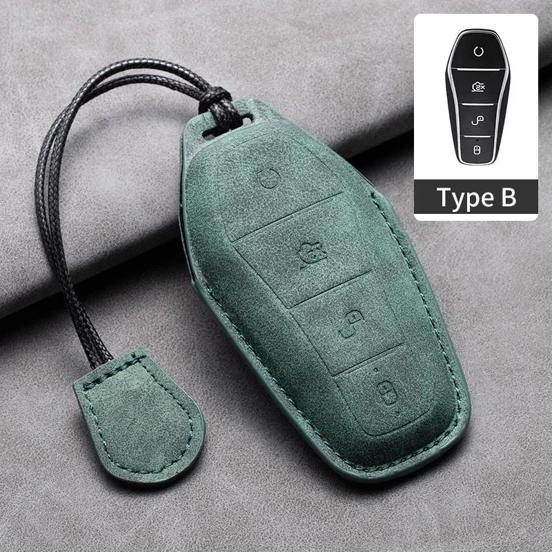 Car Remote Key Case Cover for BYD Tang EV600 Han EV Yuan ATTO 3 Song PLUS Pro MAX DMI Qin Leather Key Fob Shell Keychain
