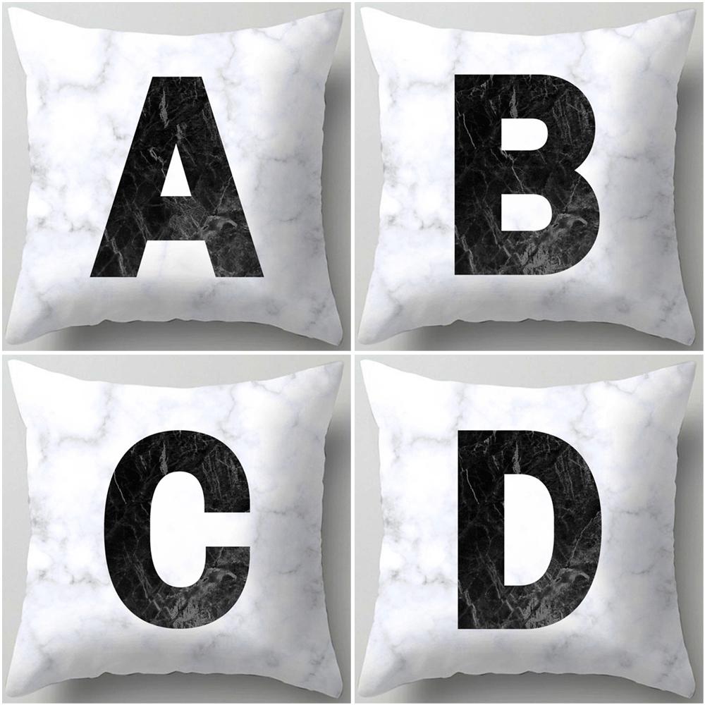 Marble Letter Print Pillowcase Decorative Pillow Sofa Cushion Cover Home Decor Pillowcase