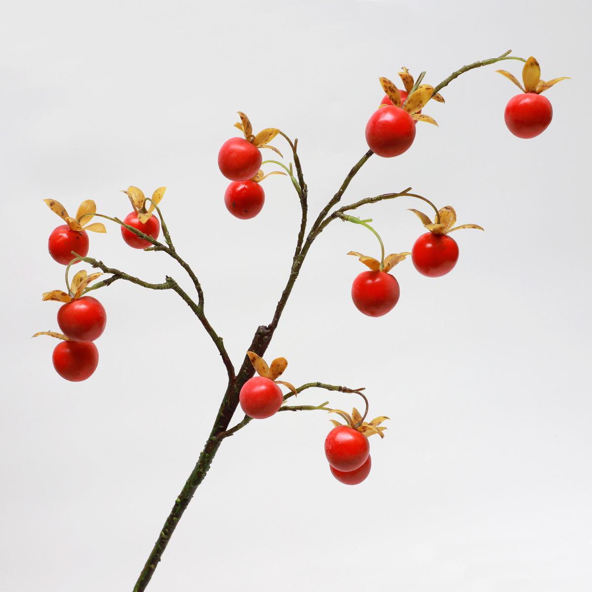 

High-end multi-headed small persimmons New Year s decorative atmosphere props Home decoration ornaments Fake flower simulation persimmon fruit оранжевый