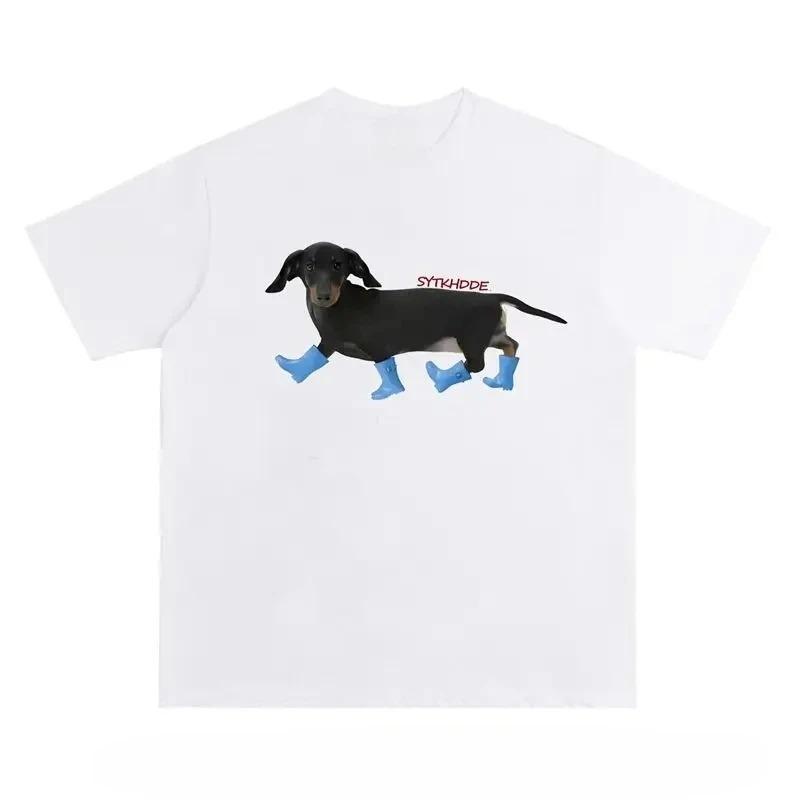 

American Fashion Brand Dachshund Dog Printed Short-sleeved T-shirt Women s Summer Oversized high quality Cotton Best Selling 4XL