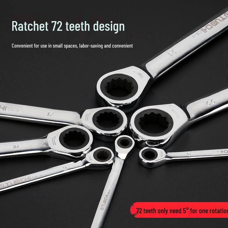 Ratchet Dual-Ended Wrench Set with Flower Opening for Labor-Saving Quick Fastening - Automatic Repair Tool