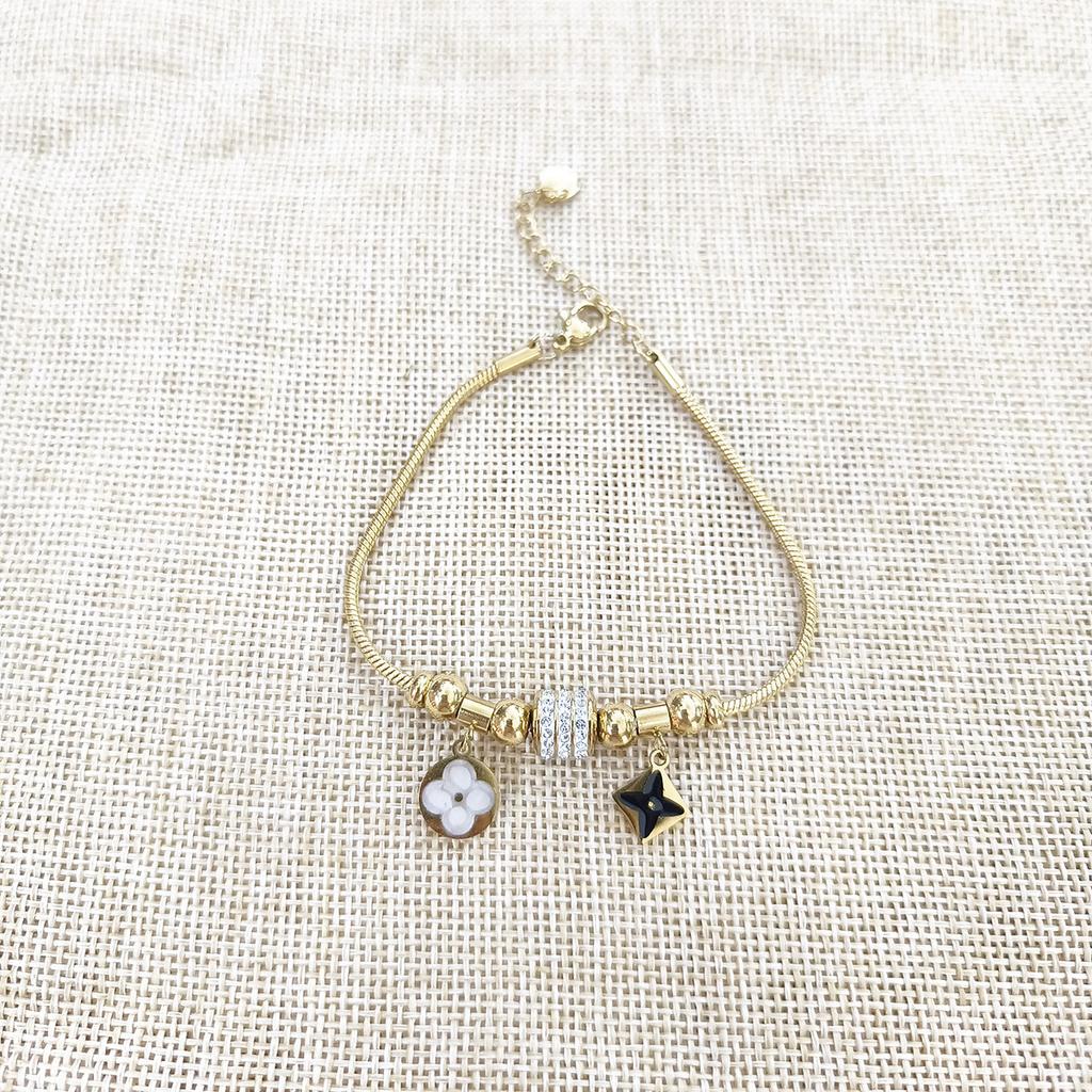 Light Luxury Style Full Diamond Clover Beaded Bracelet