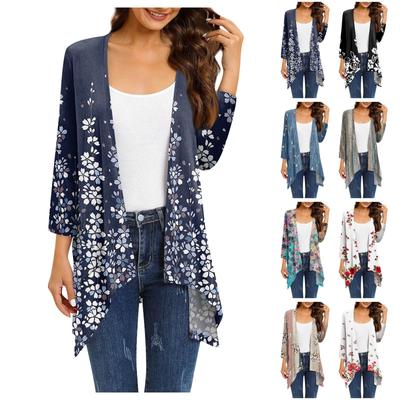 Damen-Cardigan mit unregelmäßigen Dreiviertelärmeln und Taschenjacke