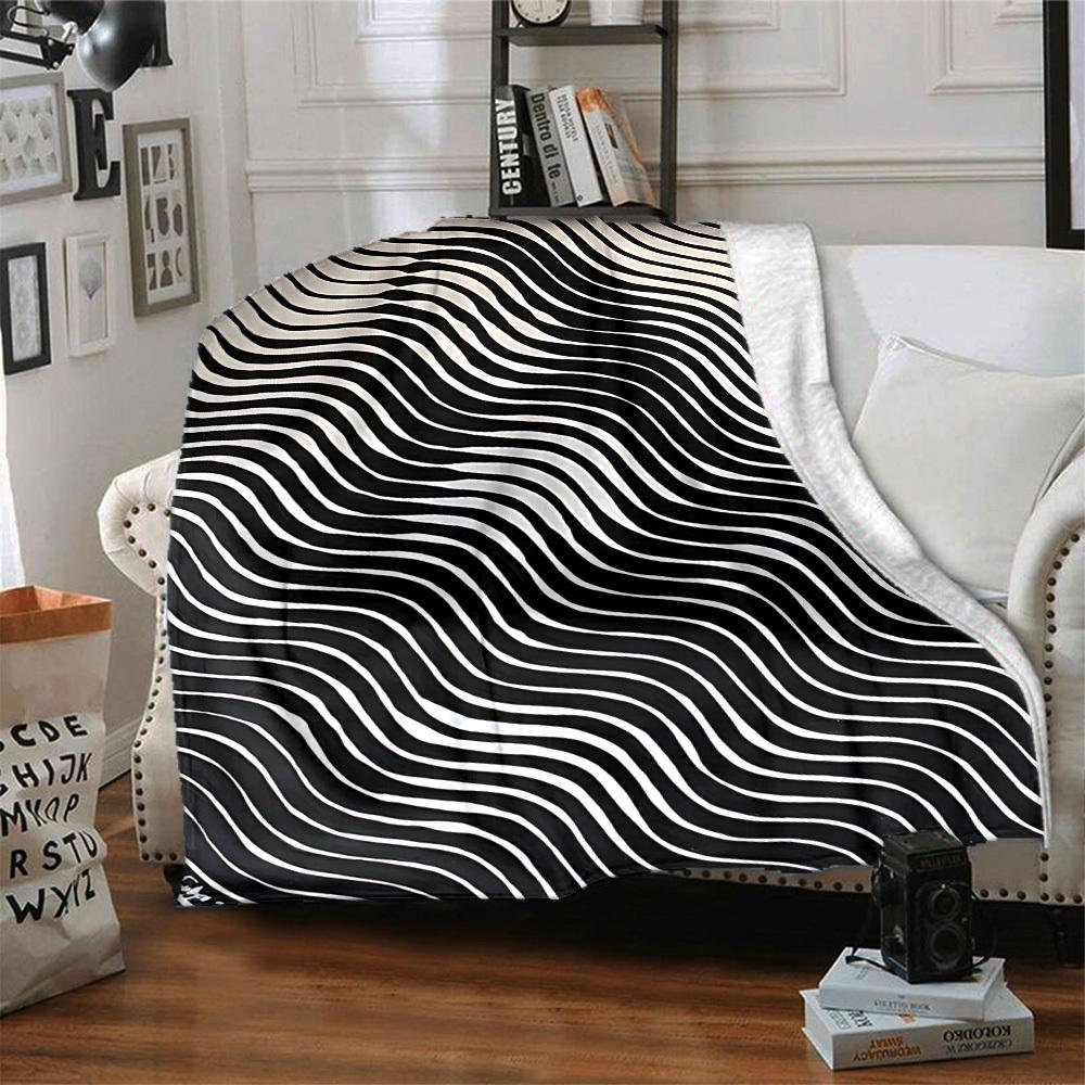 1pc Zigzag Mona Lisa Pattern Blanket Soft All Season Throw with Vibrant Design, Perfect for Home, Travel, and Gifts, Ideal for Naps and Camping