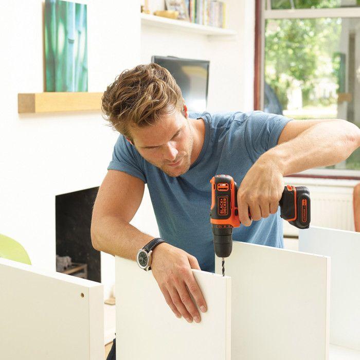 Perceuse à poignée pistolet - black &amp; decker - bdcdd12k1-qw - 10,8 v - 1,5 ah - 550 tr/min