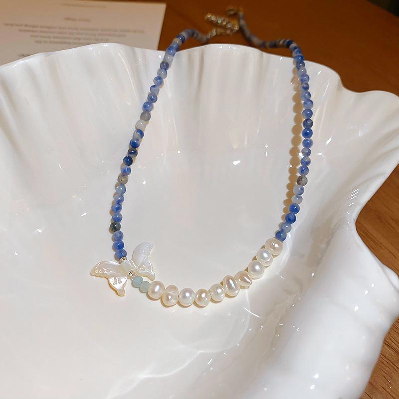 Luxurious Agate & Pearl Crystal Necklace - Ethnic Style Clavicle Chain