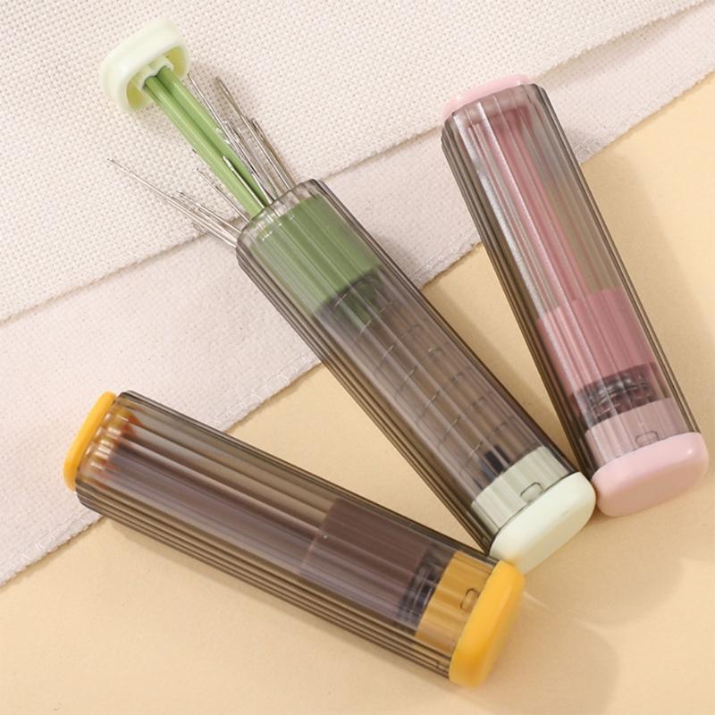 Retractable Magnetic Needle Holder Box with Thread Unpicker Large Eye Needle Thimble Multifunctional Sewing Tool Set