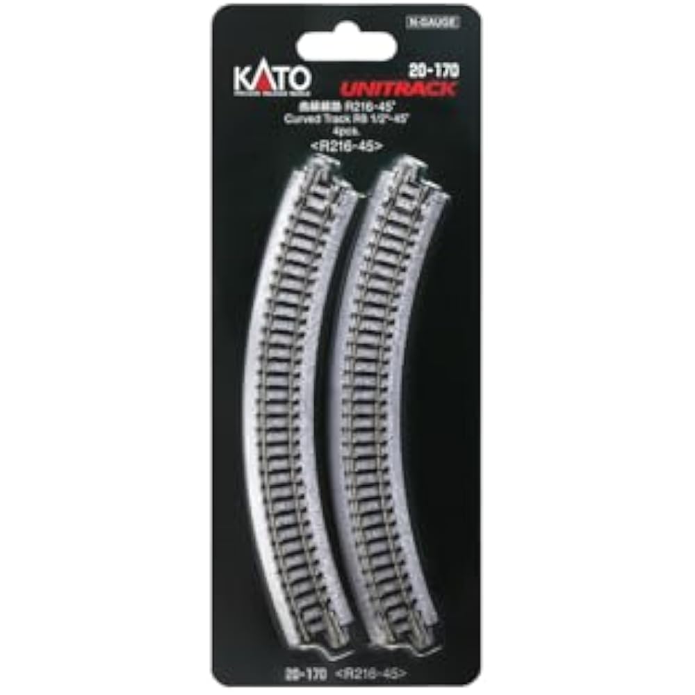 KATO N Gauge Curved Line R216-45° 4 Pack 20-170 Model Train Supplies