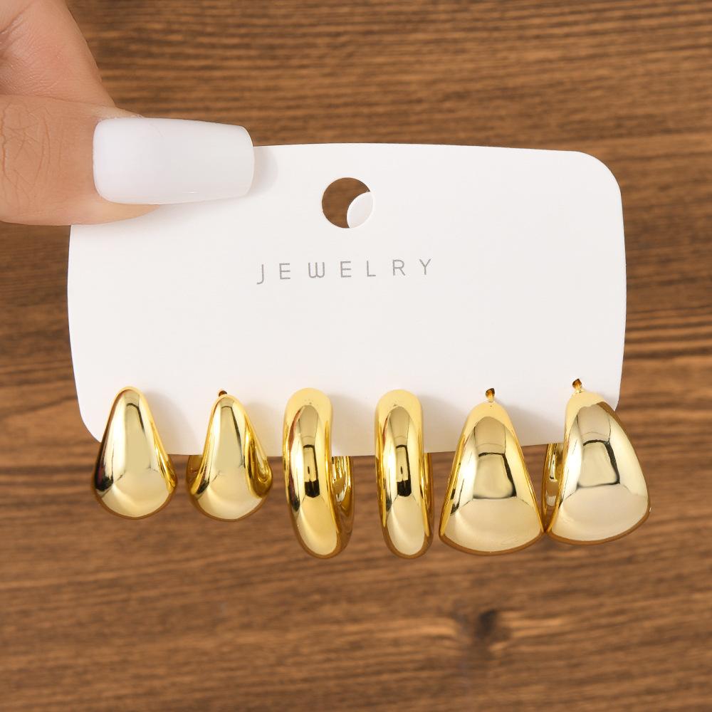 European and American creative exaggerated earrings set C-twist water drop earrings 1-piece set acrylic