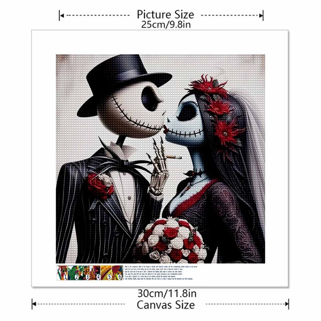 5D DIY Diamond Painting Decorative Kissing Skeleton Full Round Drill Scenery Diamond Embroidery Cross Stitch Kits Home Decor Gift