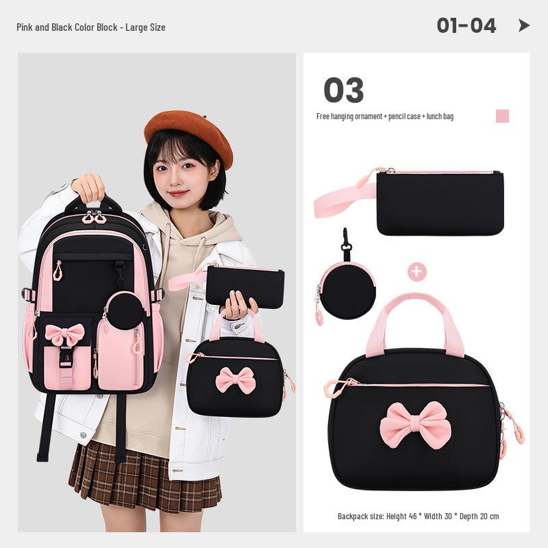 Cross-Border E-Commerce Stylish 3-Piece Large-Capacity Backpack Set for Primary & Junior High School Girls