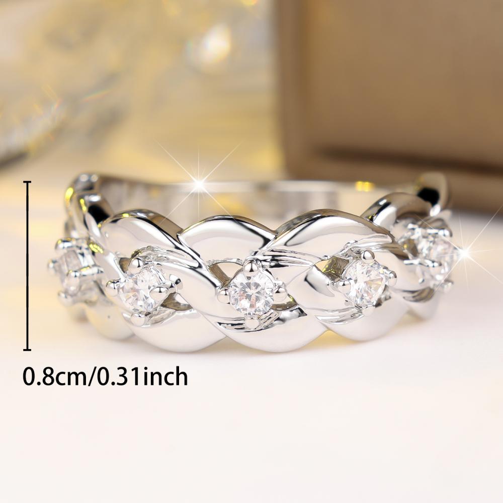 Twisted Band Zircon Ring for Women 2 Colors Available Elegant Daily Party Finger Jewelry