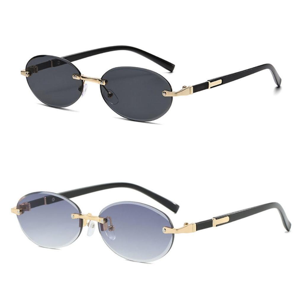 Uv400 Rimless Sunglasses Rimless Fashion Sunglasses Oval Frame Sunglasses Fashion Trendy Sun Glasses For Fashion Styling