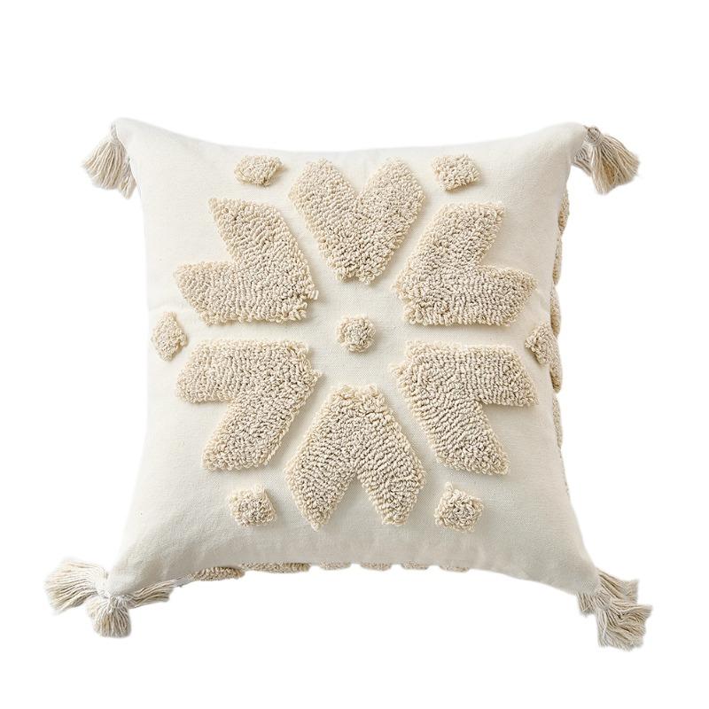 

1 шт. Чехол на подушку Nuan Series бежевый мягкий, в богемном стиле с кисточками, стеганый, с вышивкой, наволочка для дивана, гостиной, спальни, домашний декор W45cm x L45cm