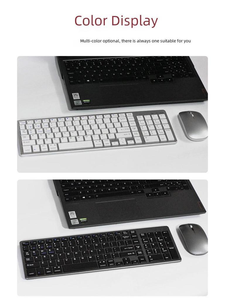 Multi-Device Wireless Mouse & Keyboard Set: Three-Mode and Dual-Mode Connectivity for Notebooks, Desktops, Tablets, and Mobile Phones.