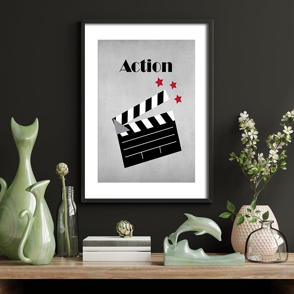 Movie Theater Canvas Painting Popcorn Film Clapper Posters Prints Cinema Modern Wall Art Pictures Living Room Home Decoration