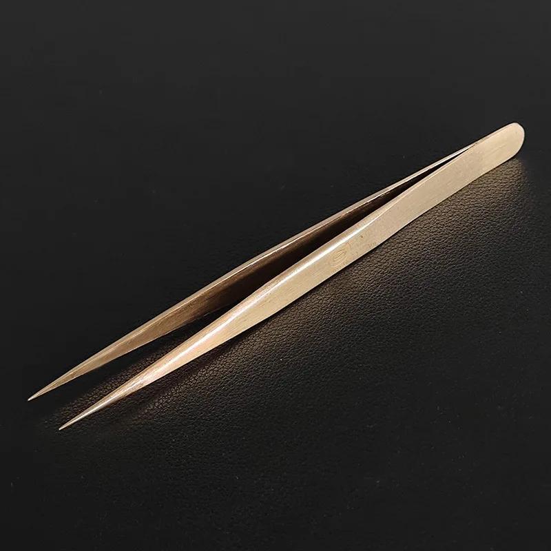 1set Precision Watch Repair Tweezers, Hand-Polished Brass Tweezers, Anti-Magnetic Anti-Slip Fine Tip Tweezers for Watch Parts