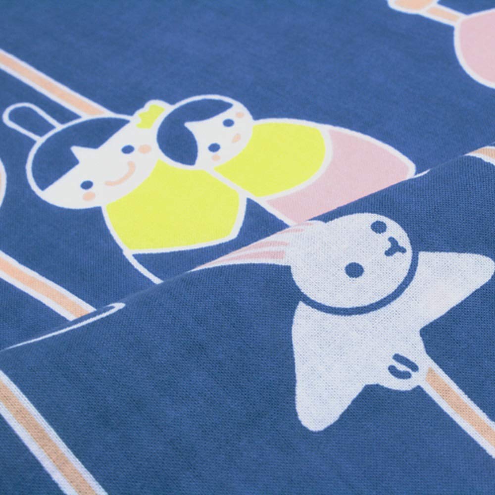Dyeing Anbo Hand Towel Hina Navy Authentic Dyed Cotton Made in 35cm x 100cm "Tsurushi (Hina Dolls) Blue" 100% Tokuoka, Japan,