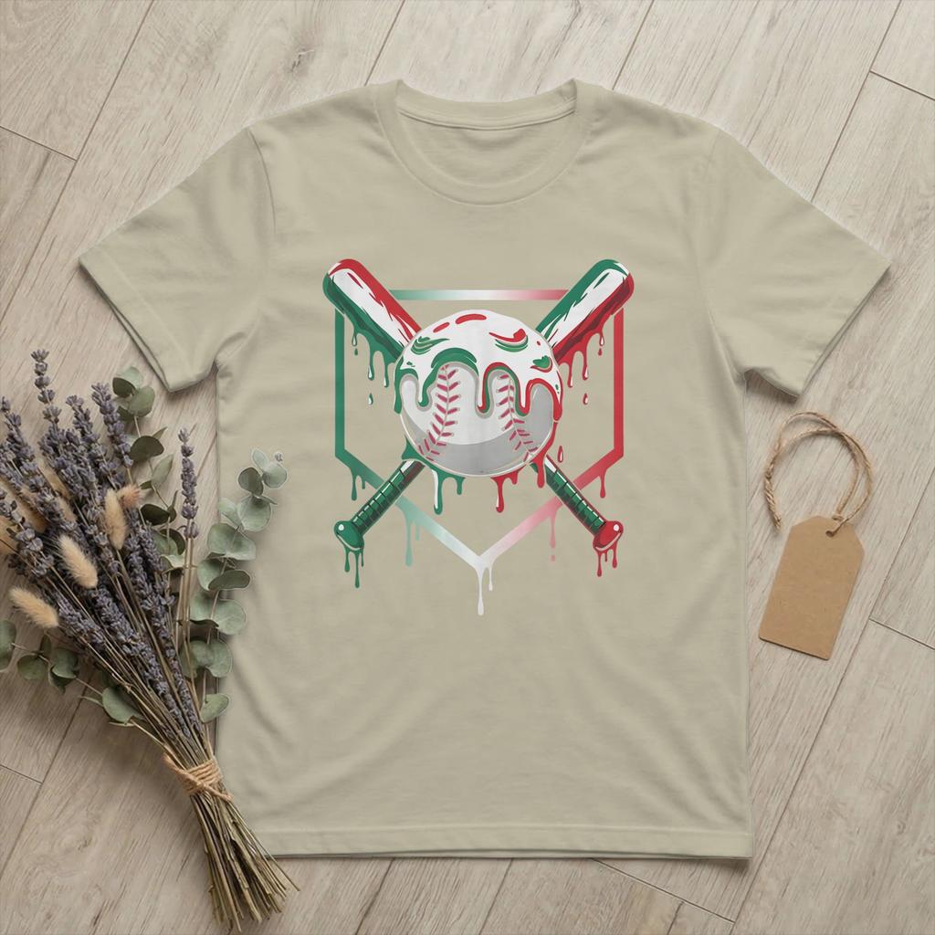 Baseball Sport Ice Cream Drip Unisexs T Shirts Funny Meme Cool Tees Short Sleeve Round Collar TShirt 100 Cotton Birthday Clothes