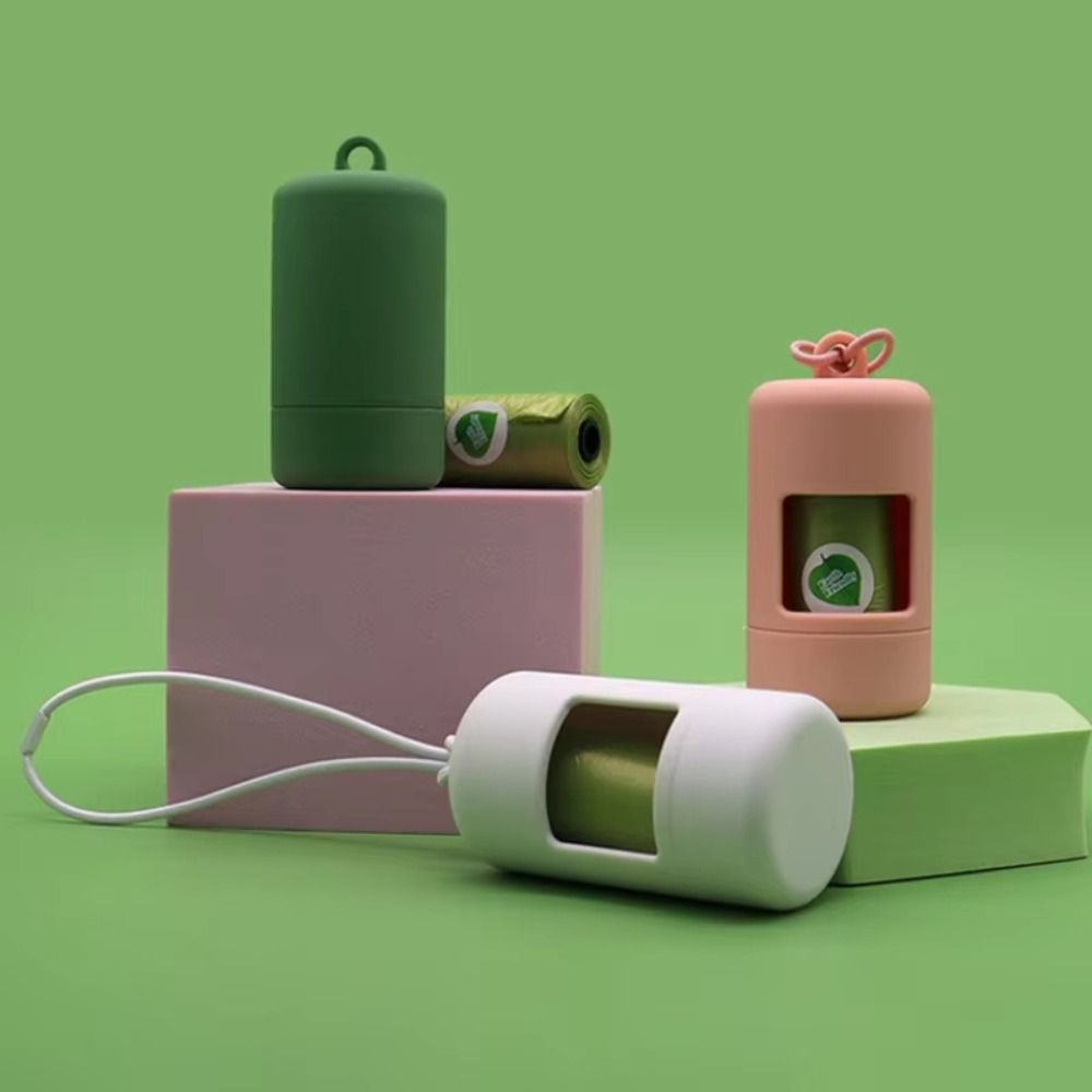 Solid Color Pet Garbage Bag Dispenser Plastic Cylinder Pet Waste Carrier Outdoor Use