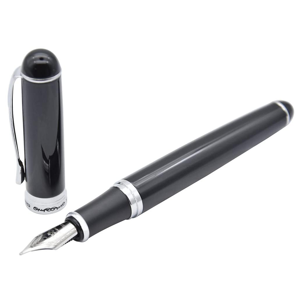 Jinhao 750 Black Bright Advanced Executive Fountain Pen with Gullor Silver