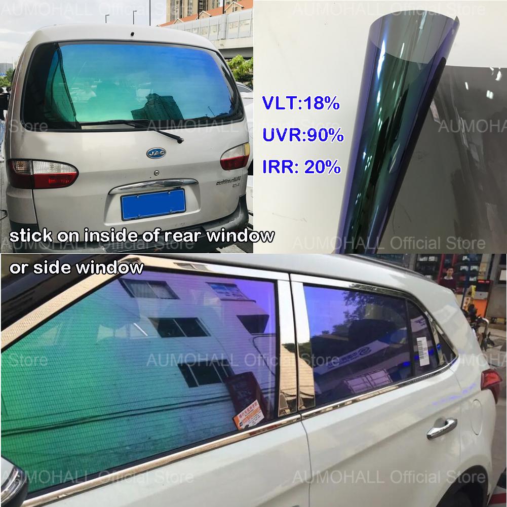 75cmX300cm VLT 18% Blue Chameleon Truck Car Side Window Rear Windshield Foils, Color Change Solar Tinting Anti Look Films