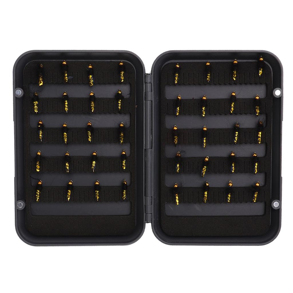 40 Pcs Fly Fishing Lure Kit Lifelike Bright Color Hand Woven Professional Fly Fishing Baits with Waterproof Tackle Box