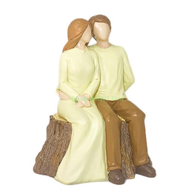 24TE Romantics Loving Elderly Couple Figurine Resins Anniversary Statue Valentines Day Figures Gift for Parent Grandparents