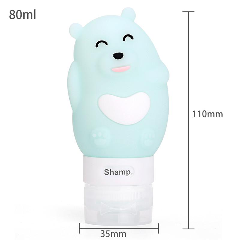 Portable Cartoon Monster Bear Penguin Animal Silicone Travel Case Organizer Shampoo Shower Gel Lotion Storage Refillable Bottle