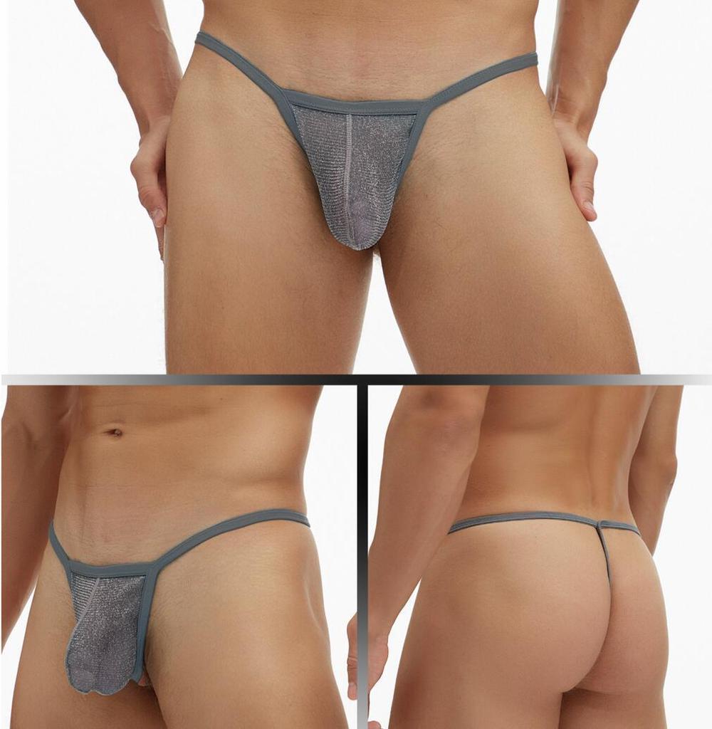 European and American Men's Fine Mesh See-through T-Back Thong Underwear, Plus Size E080