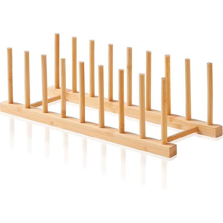 Bamboo Dish Dying Rack - Pot Lid Plate Organizer Holder for Cabinet - Cutting Board Organizer-Plate Rack for Dish, Pot Lid, Bowl, Cup, Cutting Board