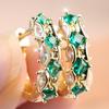 Elegant Gold Color Green Zircon Hoop Earrings for Women Daily Wear and Party