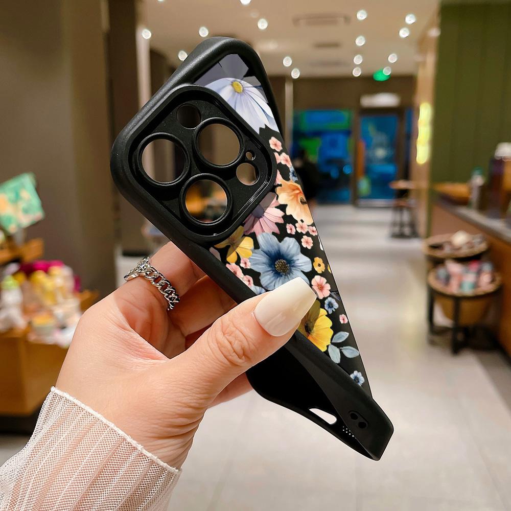 Flower Phone Case For iPhone 12 Funda iPhone 11 13 14 15 Pro Max 7 8 Plus XS X XR SE  13promax Liquid Silicon Carcasa Covers