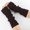 A Pair Women Knitted Warm Half Gloves Autumn Winter Fingerless Gloves Girls Solid Color Wrist Protection Arm Warmers