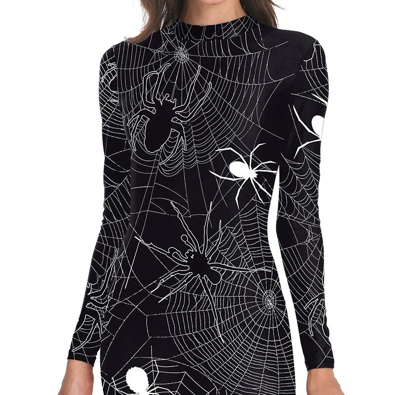Halloween Nurse Costume Dress With Printed Pattern For Cosplay Parties