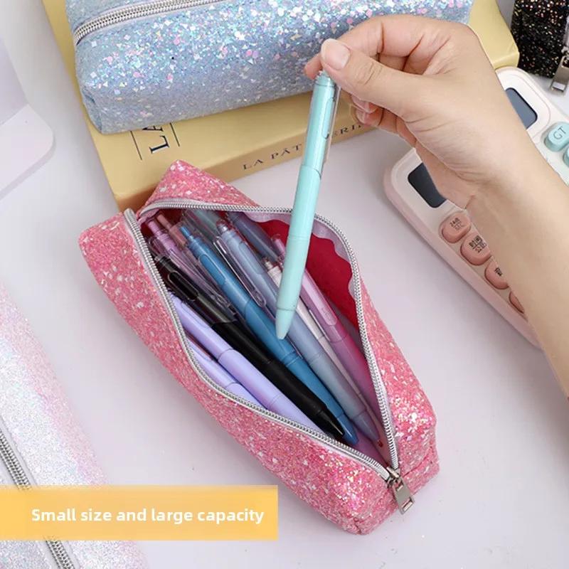 Korean Stationery Pencil Cases For Girls Glitter Pencil Case Trousse Pen Case Sequin Estuche School Supplies Pencil Pouch