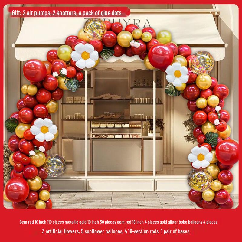 Ruby Red Artificial Sunflower Balloon Arch Kit