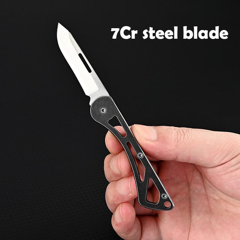 New Creative Mini Stainless Steel Folding Knife Pocket Thin Light Keychain Knives Sharper Fruit Pencil Unboxing Portable EDC Too