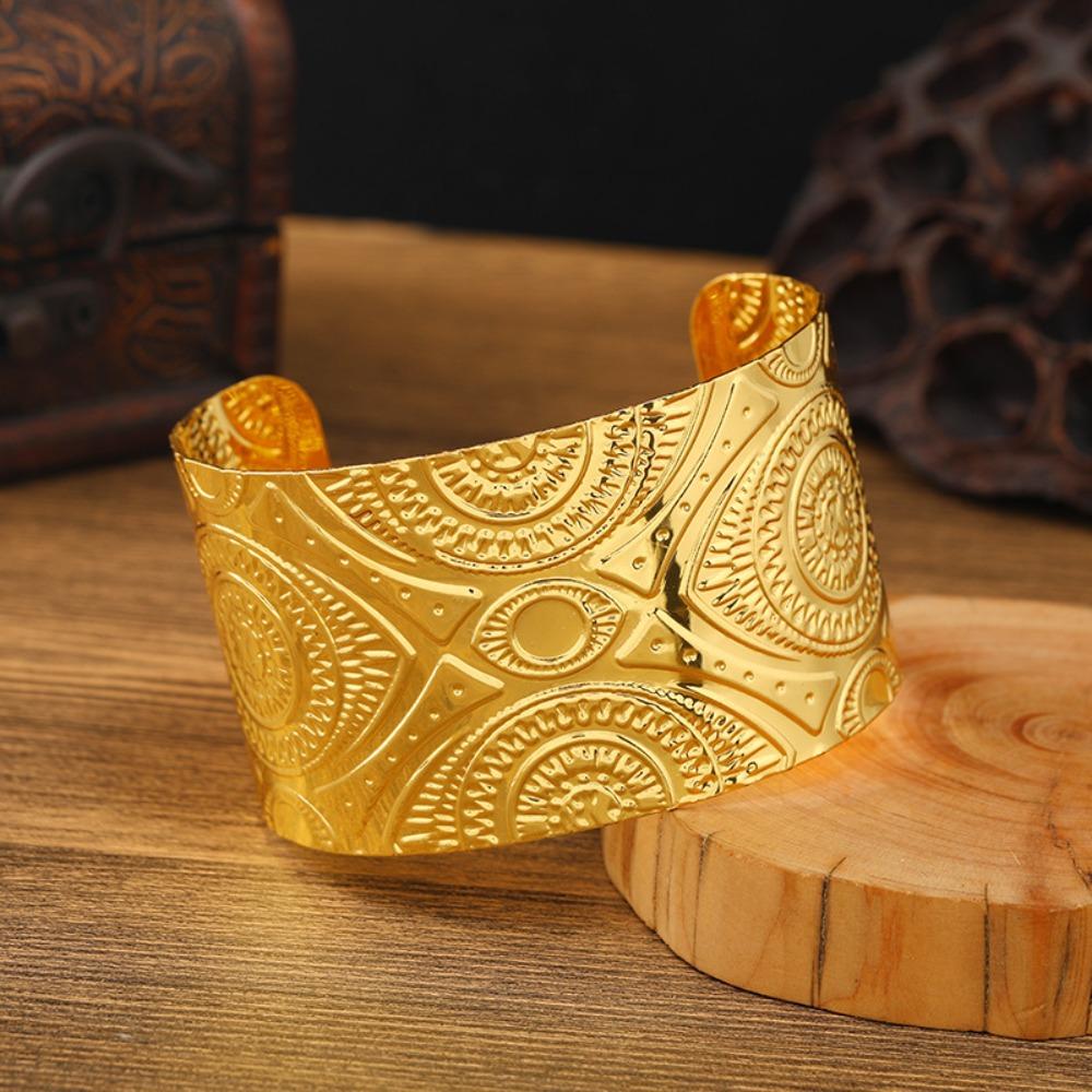 Vintage Golden Wide Bracelet Ethnic Bohemian Bangles  The Water-Sprinkling Festival