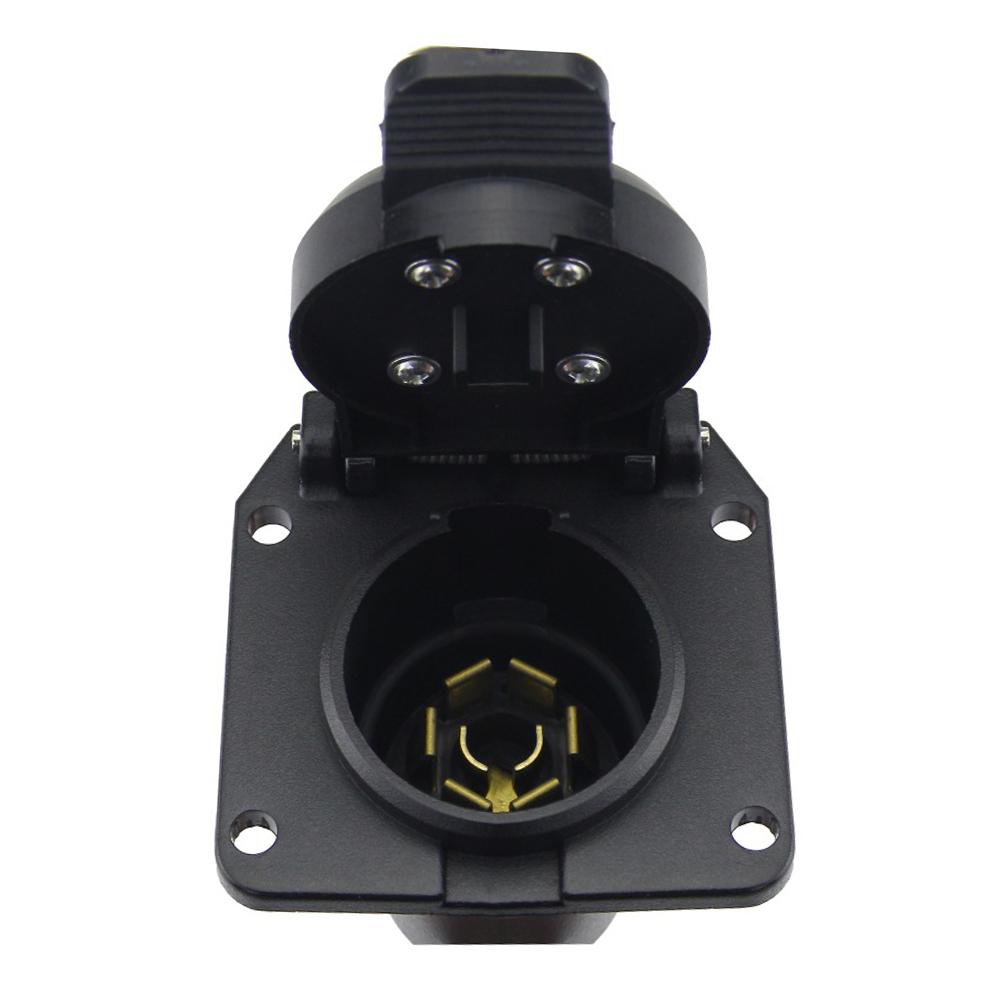 7 Pin Trailer Socket RV Trailer Connector Black Plastic Housing Long-lasting Use For US Vehicles For Most 7-pin RVs