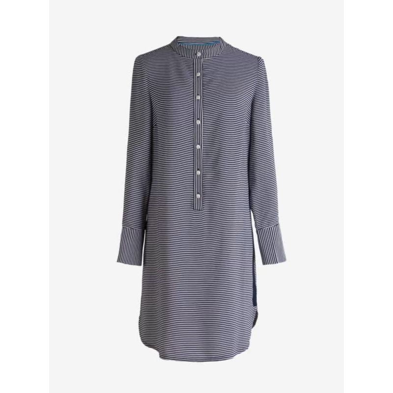 Blue Rose Autumn Crown Special Offer Women's Rayon Crepe De Chine Stripes Dress Long Sleeve Shirt Skirt
