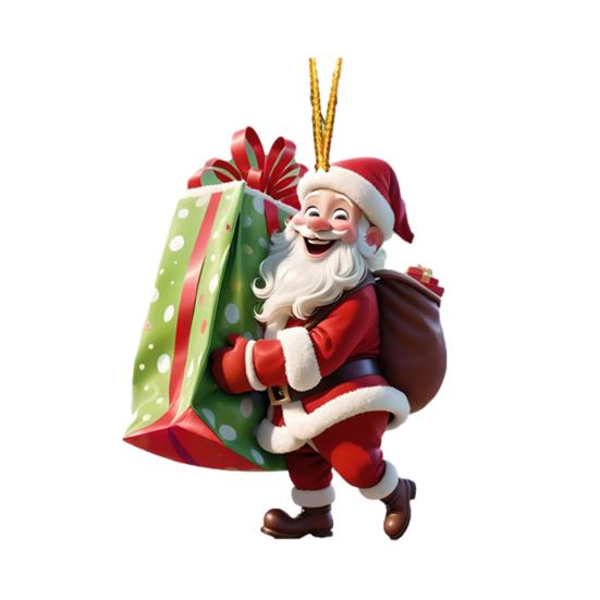 

Рождественское украшение Дед Мороз 2D Акриловый мультяшный Санта с подарочной коробкой Украшение на рождественскую елку для рождественской елки Праздничный домашний декор F