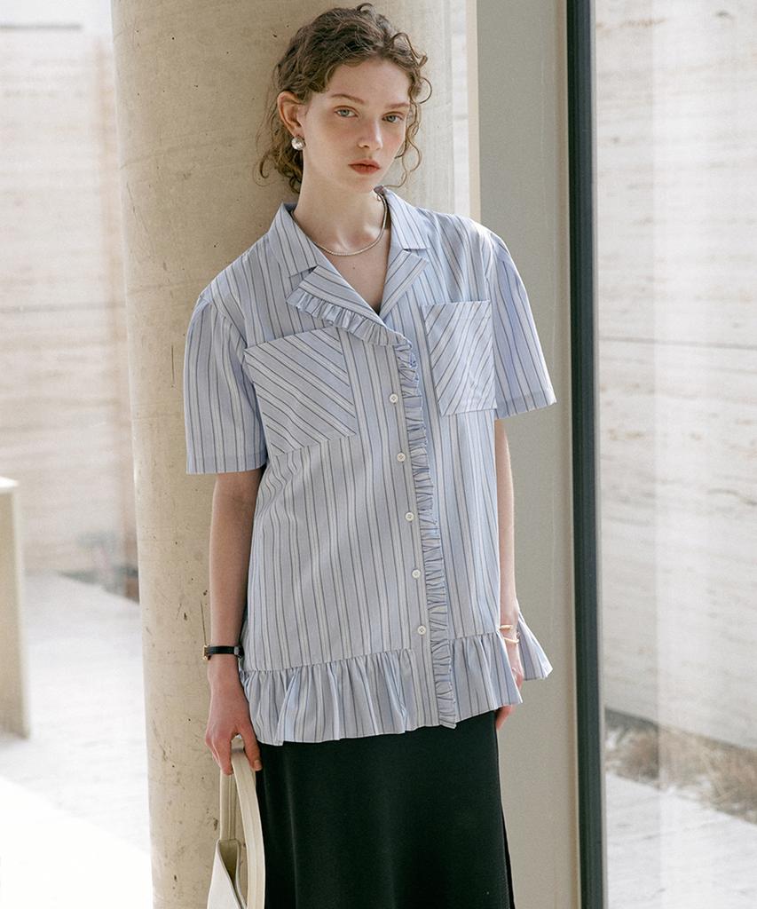 Dyuidyui Summer Frill Shirt_Blue