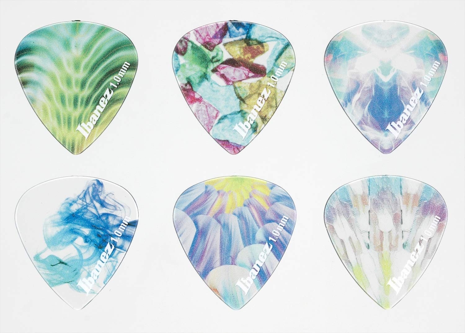 

Ibanez Ibanez picks set of 6 KALEIDO series Colorful design using Tritan Short teardrop [1.0mm] PCP16H-C2