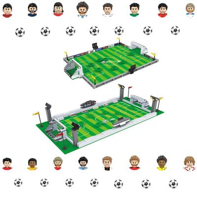 Voetbalveld Bouwstenen DIY Tafelvoetbal Bord Bouwstenen Blokken Educatief Speelgoed Cadeau voor Kind Beroemde Voetbalsterren